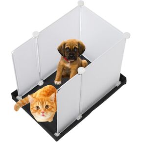 MEEXPAWS Cat Litter Box Enclosure Splash Guard مع قاعدة بطانة قابلة للطي، حامل وسادة تبول الكلب كبير جدًا، حامل وسادة نونية الكلب 33 بوصة × 23 بوصة، دروع صندوق فضلات الكلاب والقطط DIY 28 طول × 21.5 عرض × 18 ارتفاع بوصة
