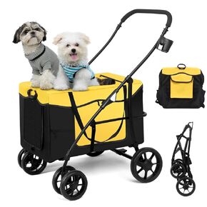 Dog Stroller for Medium Dogs,Portable Pet Stroller for 2 Small Dogs &Cats,Foldable Cat Strollers Puppy Stroller Jogger with Detachable Carrier,Cup Holder, 360 ̊ Rotating Wheel,Storage Bag