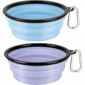 Kytely Collapsible Dog Bowls Medium (650ml), 2 Pack Travel Dog Bowls for Dog Cat, Portable Dog Water Food Bowl with Clasp, Pet Cat Feeding Cup Dish for Outdoor, Travel, Walking, Parking