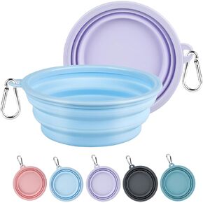 Kytely Collapsible Dog Bowls Medium (650ml), 2 Pack Travel Dog Bowls for Dog Cat, Portable Dog Water Food Bowl with Clasp, Pet Cat Feeding Cup Dish for Outdoor, Travel, Walking, Parking
