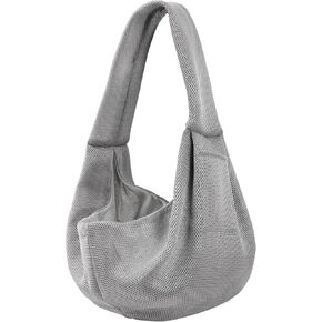 Dog Carrier Sling - Ultra Breathable Reversible Puppy Carrier Purse with Storage Pocket, Travel Safety Harness, Hand-Free Dog Sling Carrier for Carry Small Dogs and Cats, Dog and Cat Harness(Gray)