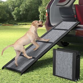 Fixwal Dog Ramp for Car, 67" Long & 17" Extra Wide Dog Car Ramp Up to 250LBS Enter A Car SUV & Truck, Folding Portable Pet with Non-Slip Rug Surface for Medium & Large Dogs