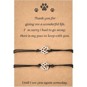 Memorial Gifts Bracelet for Pet Loss of Dog Sympathy Gift Paw Print Friendship Bracelets for 2 Remembrance Gifts for Cat Passing Away Gifts for Cat Lovers Bereavement Gifts for Dog Lover Memory Gifts