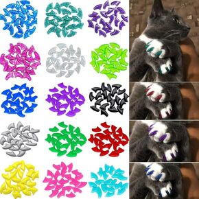 VICTHY 160pcs(16 Colors) Cat Nail Caps Cat Claw Caps Cat Nail Covers with Adhesives and Applicators (Medium)
