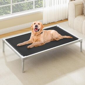 YITAHOME Cooling Elevated Dog Bed, Chew Proof Raised Pet Cot with Aluminum Frame, Breathable Textilene Mesh, Enclosed Edges, Non-Slip Feet, Durable Dog Bed for Indoors & Outdoors, Blue, 42 Inch