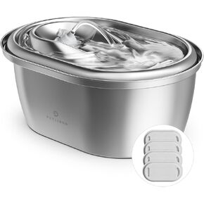 PETLIBRO Stainless Steel Cat Water Fountain, 101oz/3L Pet Water Fountain for Cats Inside, Food-Grade Dog Water Fountain, Automatic Water Dispenser with 4 Filters & 4 Sponges