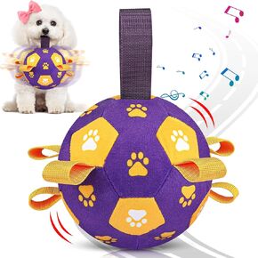 Interactive Dog Toys for Boredom, Dog Soccer Ball with Straps, Active Rolling Bouncing Ball for Dogs, Moving Dog Toy Jumping Chasing Music Record for Small Medium Large Pet