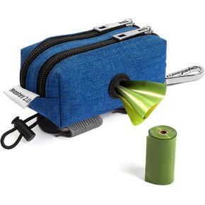 Dog Poop Bag Holder for Leashes - Dog Poop Bag Dispenser and Treat Holder with 2 Waterproof Pouches for Pet Waste Bags and Walking Accessories + 1 Free Roll - Leashrr 2.0 (Black)