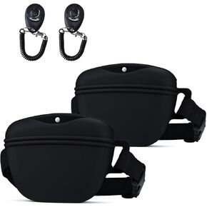 Pet Training Snack Pouch with Clicker 2.0 Upgraded Magnetic Closure, 1.66 Cup Silicone Belt Pouch for Dog Treats，Perfect for Training and Walking