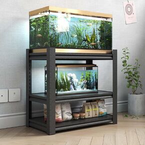 Fish Tank Stand,3-tier Rack Shelf Heavy Duty Metal Frame Aquarium Stand 20 Gallon,Reptile Terrarium Stand for 30 Gallon Long Aquarium,Reptile Tank Stand,Breeder Tank Stand,31.5"*18"*34"