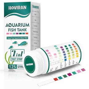 7 in 1 Aquarium Test Strips, 125ct Fish Tank Test Strips for Freshwater Saltwater Pond, Accurate Water Testing Kit Aquarium for Chlorine, Total Hardness, Carbonate, Alkalinity, Nitrate, Nitrite and pH