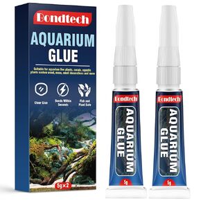 Aquarium Glue, Clear Reef Glue, Instant Aquarium Glue for Plants and Rocks, Mosses, Coral, Wood, Stone, Freshwater and Saltwater Aquascape, Pack of 2, 5g
