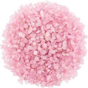 Twdrer 2lb/950g Small Natural Clear Rose Pink Tumbled Chips Crushed Stone Irregular Shaped Quartz Rock Healing Reiki Crystal Gemstone for Jewelry Making Garden Aquarium Vase Plant Decoration(Pink)