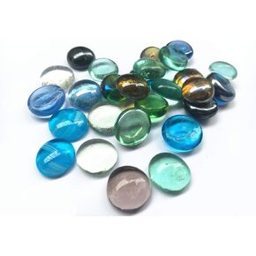 Glass Gems Stone, 1 Lb (1 Pound) Flat Pebbles Marbles for Vase Fillers, Wedding Table Scatter, Aquarium Fillers Decor, Party Decoration, Crystal Rocks (Approx 100 pcs) (Purple)