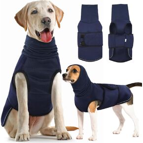 IDOMIK Anxiety Calming Hoodie for Dogs, Breathable Jacket Vest Coat for Thunderstorms, Fireworks, Vet Visits, Separation, Adjustable for Noise Block & Ear Protection Recovery, Blue, L