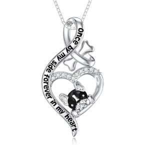 925 Sterling Sliver Yorkshire/Corgi/Labrador/Pug/Bulldog/Paw Print/Cross Necklace Cute Puppy Dog Necklace Jewelry Birthday Gifts for Women Girls Dog Lovers