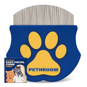 [PETHROOM] Professional Eye Comb for Pets | Stainless Steel Tear Stain Remover for Cats & Dogs | Gentle Round-Head Grooming Tool | Compact & Portable for Eye Gunk Removal