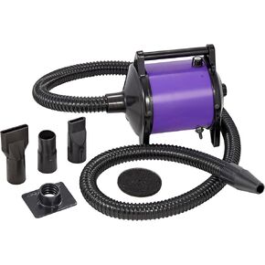 GustyAir Mini Dog Blow Dryer - Professional, Commercial Grade Force Dryer for Groomers - Quiet, High Velocity Air Dryer, Hose Attachments, Variable Speed, No Heating Element - USA Company - Purple