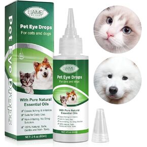 60ML Pet Eye Drops for Dog & Cat Relieve Eyes Itching & Irritation, Pink Eye & Allergies Symptoms Safe & Gentle Formula for All Animals