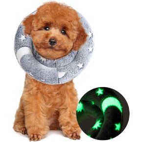HOMBYS Soft Dog Cone for Dogs and Cats, Glow in The Dark Design Claming Dog, Adjustable Dog Collar Alternative After Surgery, Protective Elizabethan Collar for Dogs Recovery and Stop Licking,L