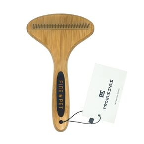 PROBUSINES-Bamboo Pet Brush, Dog Dehairing Rake - Knot Detangling For Dogs, Cats, Any Long-Haired Pet Breed - Undercoat Rake For Shedding And Gooming