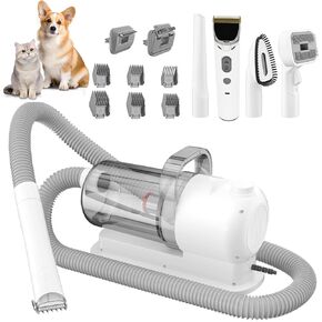 AUTENS Dog Grooming Vacuum Kit & Pet Clipper Grooming 6 in 1 Dog Shedding Brush Vacuum for Pet Grooming Suction 99% Pet Hair with 6 Proven Hair Clipper Combs