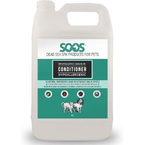 Soos Pets Pet Conditioner Natural Dead Sea Hypoaller-genic Revitalizing Leave-in Deeply Absorbing with Vitamins Essential Oils Natural Elements for Dogs and Cats - 1x Pet Conditioner (4L / 1.32 gal)