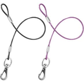 Chew Proof Dog Leash,2Pack Extension Metal Cable Lead,No Tangle Dual Dog Leashes,Multiple Leash for 2 Dogs,DHeavy Duty Dog Leash Extender for Collar &Harness (Black+Blue, 20in/50cm)