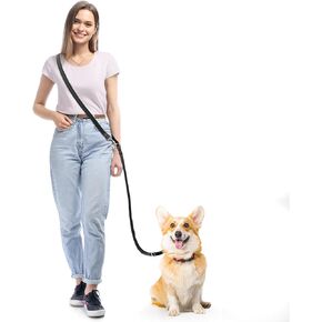 oneisall Hands Free Dog Leash,8ft Multifunctional Double-Ended Dog Leash with Padded Handle,Adjustable Crossbody Dog Leash for Puppy/Small/Medium/Service Dogs Walking, Hiking and Running(Black)