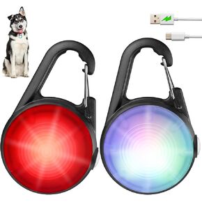 Dog Collar Light, 2 Packs 4 Modes Lights for Dog Collar, High Capacity USB Rechargeable Dog Light, IP68 Waterproof Dog Lights for Night Walking, Climbing, Running