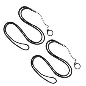 Neck Lanyards 2 Pack with Stretchy Black Silicone Ring Holder Necklace Set, Black Lanyard Neck Strap for Aromatherapy Nasal Inhaler, Lip Balm, Lipstick, Lip Gloss, Fountain Pen Holder