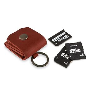 Leather SD Card Holder Keychain, SD Card Case Key Fob, Micro SD Card Holder Organizer, SD Card Storage Case, Memory Card Case Cover, Travel Memory Card Case (Vintage Brown)