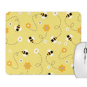 Yellow Bumble Bee Print Pattern Mouse Pad - Rectangle - 9.25x7.75
