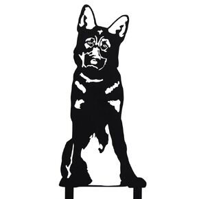Black Powder Coated Metal German Shepherd Dog Silhouette Yard Stake (Large)