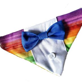 Rainbow Pride Tuxedo Over the Collar Dog Bandana That Slips onto Their Existing Collar Size Extra Large