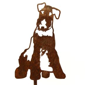 Corten Steel Airedale Terrier Dog Silhouette Yard Stake (Large)