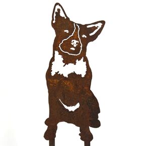 Corten Steel Australian Cattle Dog Silhouette Yard Stake (Large)