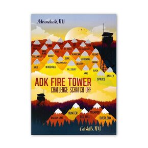 Hiker/Gift/Hiking/Fire Towers/Adirondack Mountains/Scratch Off/ADK/Journal/Map/Catskills/peakquest/Hiking Supplies and Accessories/ 5X7 INCHES (SAME SIZE AS A GREETING CARD)