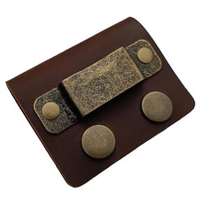 handmade men Leather Tool Holder tape measure holder (Coffee, Button style)