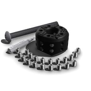 Barnacle Footstop Grip Upgrade for Longboard Skateboard, Downhill or Surfskate (Dis-Assembled Kit w/Accessories & Tool, Black + Silver Metal Studs, Low Barrel 0.60in)