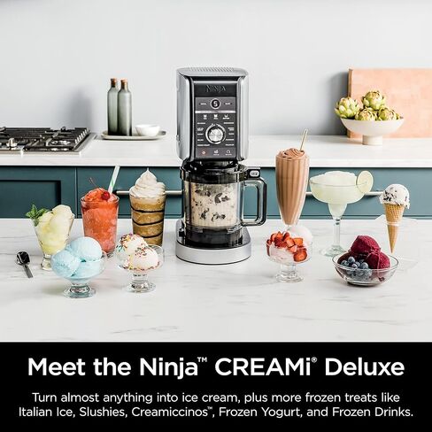 Ninja NC501 CREAMi Deluxe 11-in-1 Ice Cream & Frozen Treat Maker for Ice Cream, Sorbet, Milkshakes, Frozen Drinks & More, 11 Programs, Perfect for Kids, Silver, 11 Functions + (2) 24 oz. Pints in Saudi Arabia