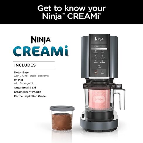 Ninja NC501 CREAMi Deluxe 11 في 1 صانعة الآيس كريم والحلوى المجمدة للآيس كريم والشربات والحليب المخفوق والمشروبات المجمدة والمزيد، 11 برنامجًا، مثالية للأطفال، فضي، 11 وظيفة + (2) 24 أونصة. مكاييل in Saudi Arabia