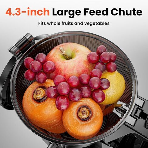 Cold Press Juicer, JoyBear Slow Masticating Machines with 4.3" Extra Large Feed Chute Fit Whole Fruits Vegetables Easy Clean Self Feeding Effortless for Batch Juicing, High Juice Yield, BPA Free 200W in Saudi Arabia