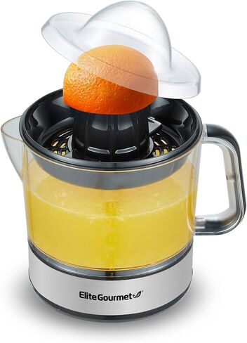 Elite Gourmet ETS623 BPA-Free Electric Citrus Juicer, Compact, Large Volume, Pulp Control, Oranges, Lemons, Limes, Grapefruits with Easy Pour Spout, 24oz, Black/Stainless Steel in Saudi Arabia