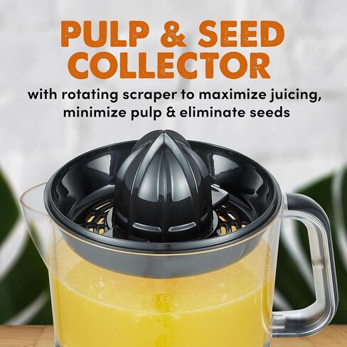 Elite Gourmet ETS623 BPA-Free Electric Citrus Juicer, Compact, Large Volume, Pulp Control, Oranges, Lemons, Limes, Grapefruits with Easy Pour Spout, 24oz, Black/Stainless Steel in Saudi Arabia