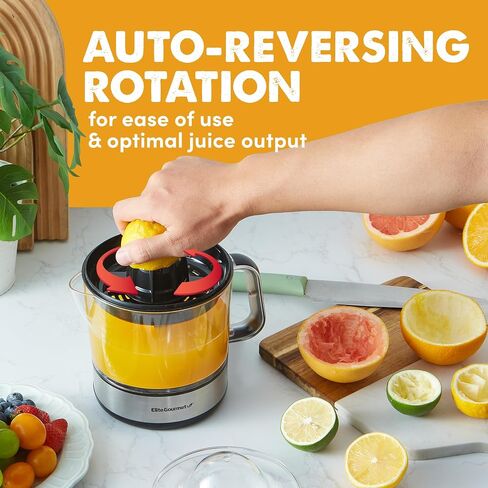 Elite Gourmet ETS623 BPA-Free Electric Citrus Juicer, Compact, Large Volume, Pulp Control, Oranges, Lemons, Limes, Grapefruits with Easy Pour Spout, 24oz, Black/Stainless Steel in Saudi Arabia