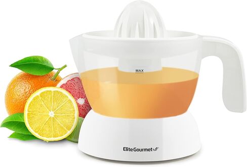 عصارة حمضيات كهربائية خالية من مادة BPA من Elite Gourmet ETS623، صغيرة الحجم، كبيرة الحجم، تحكم في اللب، برتقال، ليمون، ليمون، جريب فروت مع فوهة صب سهلة، 24oz، أسود/فولاذ مقاوم للصدأ in Kuwait