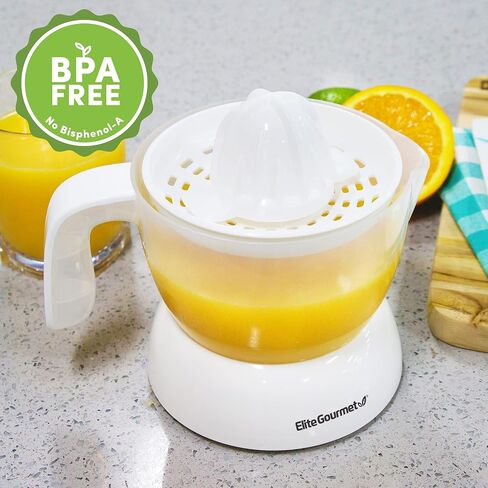 عصارة حمضيات كهربائية خالية من مادة BPA من Elite Gourmet ETS623، صغيرة الحجم، كبيرة الحجم، تحكم في اللب، برتقال، ليمون، ليمون، جريب فروت مع فوهة صب سهلة، 24oz، أسود/فولاذ مقاوم للصدأ in Kuwait
