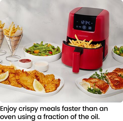 CHEFMAN 2 Qt Mini Air Fryer – Digital Space-Saving Compact Air Fryer with Nonstick and Dishwasher Safe Basket, Quick & Easy Meals in Minutes, Features Digital Timer and Shake Reminder – Grey in Saudi Arabia
