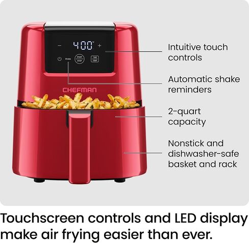 CHEFMAN 2 Qt Mini Air Fryer – Digital Space-Saving Compact Air Fryer with Nonstick and Dishwasher Safe Basket, Quick & Easy Meals in Minutes, Features Digital Timer and Shake Reminder – Grey in Saudi Arabia